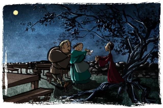 A conference beneath the twisted tree